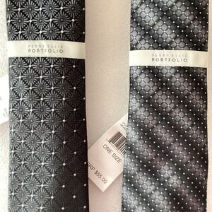 Perry Ellis Portfolio Black and Gray Patterned Ties